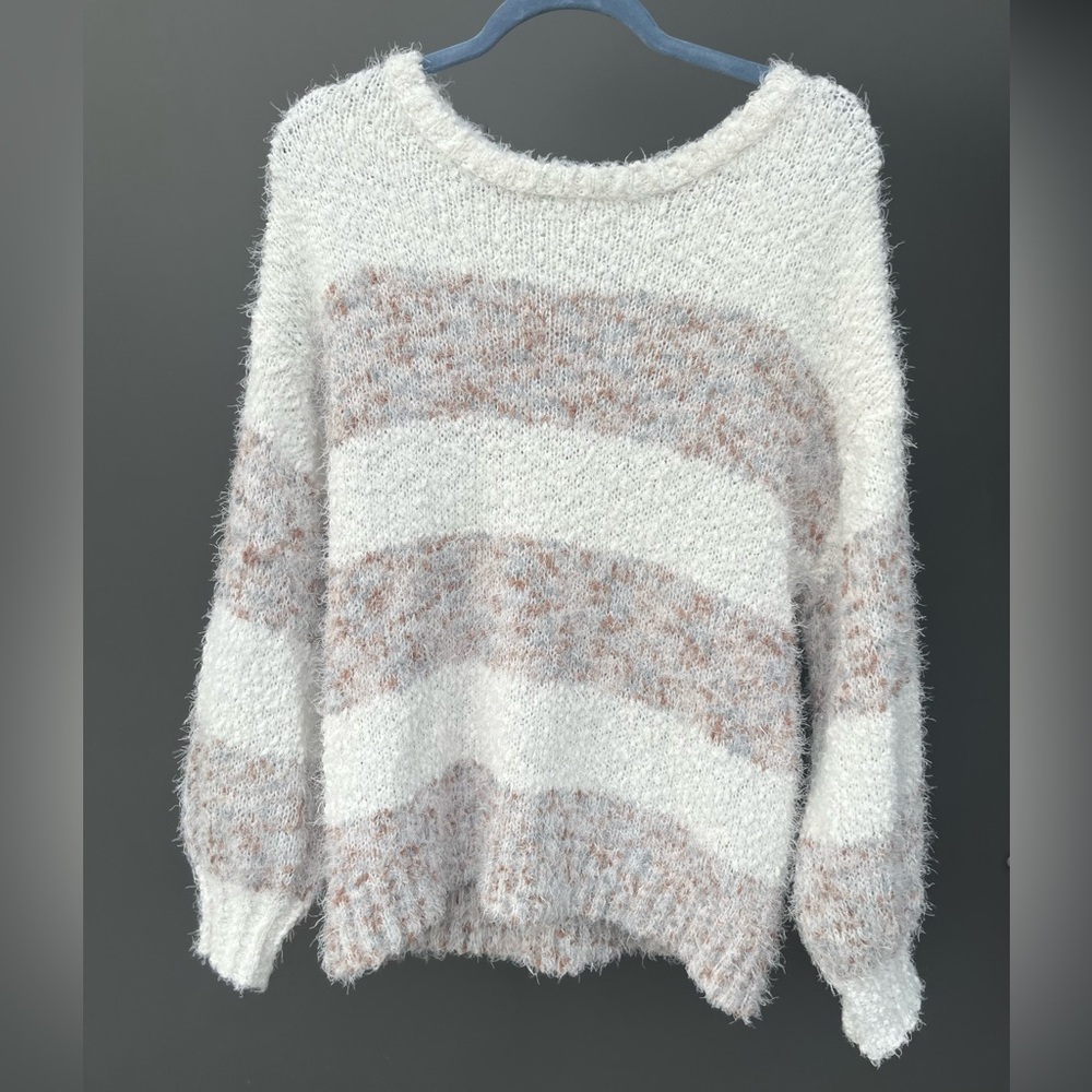 Fuzzy, Horizontal Striped Sweater